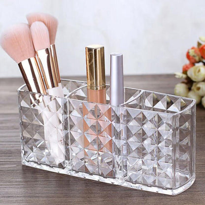 Crystal Makeup Brush Holder Acrylic Cosmetic Desktop Organizer