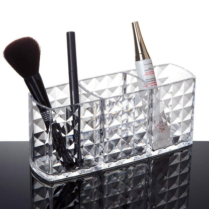 Crystal Makeup Brush Holder Acrylic Cosmetic Desktop Organizer