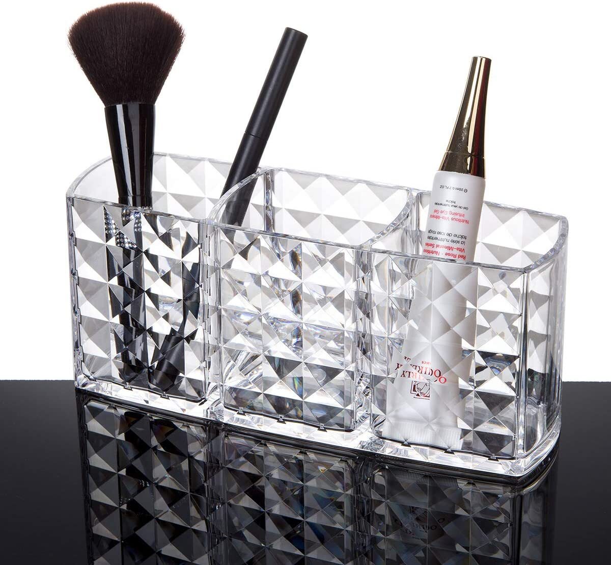 Crystal Makeup Brush Holder Acrylic Cosmetic Desktop Organizer