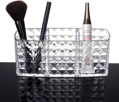 Crystal Makeup Brush Holder Acrylic Cosmetic Desktop Organizer