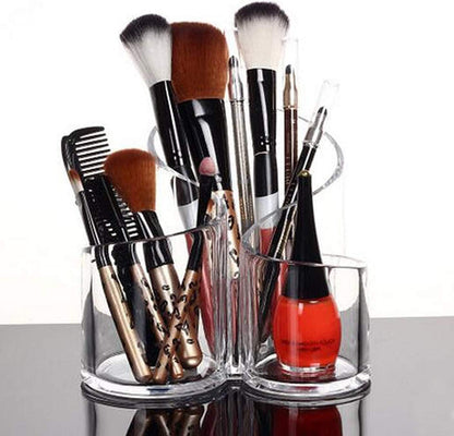 Crystal Clear Acrylic Cosmetic Desktop Organizer Makeup Brush Holder