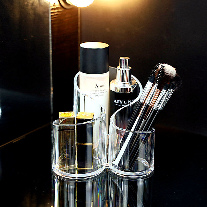 Crystal Clear Acrylic Cosmetic Desktop Organizer Makeup Brush Holder