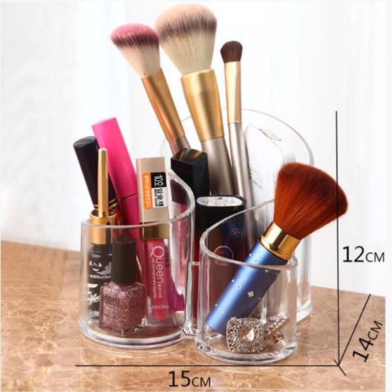 Crystal Clear Acrylic Cosmetic Desktop Organizer Makeup Brush Holder