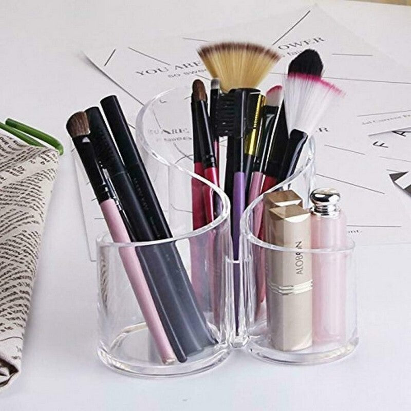 Crystal Clear Acrylic Cosmetic Desktop Organizer Makeup Brush Holder