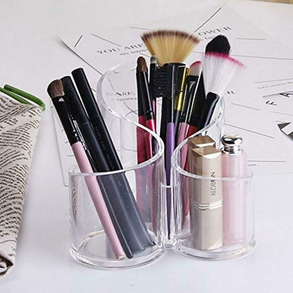 Crystal Clear Acrylic Cosmetic Desktop Organizer Makeup Brush Holder