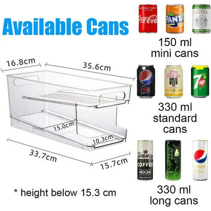 2-Tier Automatic Can Dispenser Kitchen Storage Fridge Organiser Beverage Holder