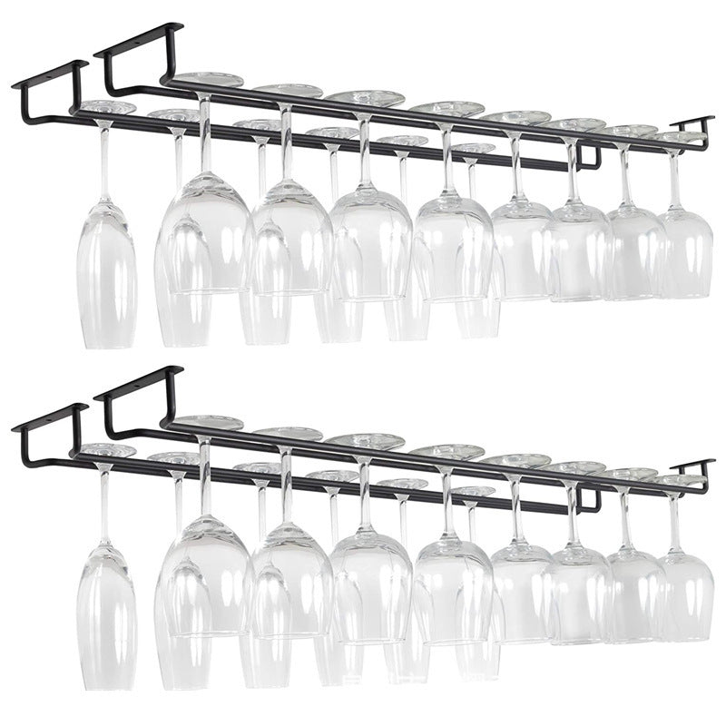 2 x Wine Glass Hanger Rack Under Cabinet Kitchen Bar Stemware Metal Storage Organiser