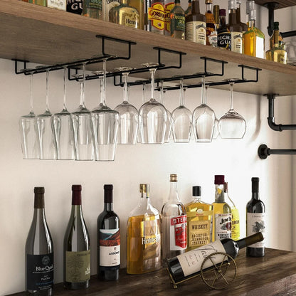 2 x Wine Glass Hanger Rack Under Cabinet Kitchen Bar Stemware Metal Storage Organiser