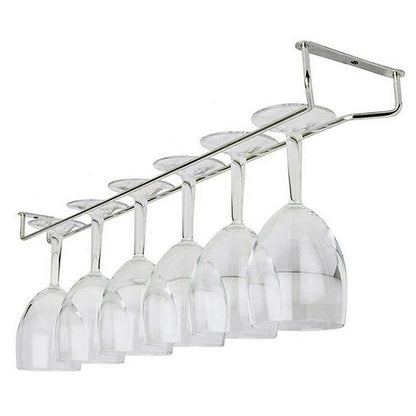 2 x Wine Glass Hanger Rack Under Cabinet Kitchen Bar Stemware Metal Storage Organiser