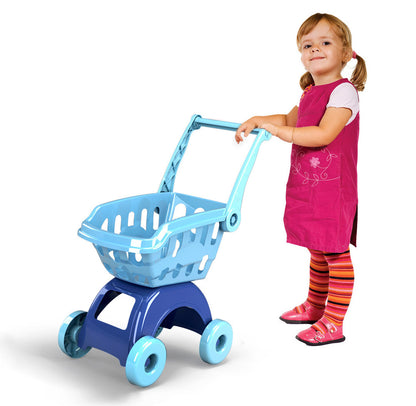 Large Kids Toy Shopping Trolley Supermarket Cart (Blue)