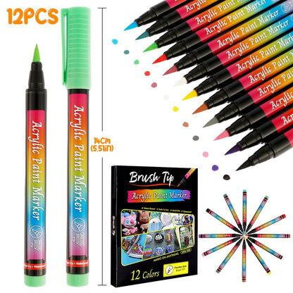 12 Colours Acrylic Paint Pens Art Markers