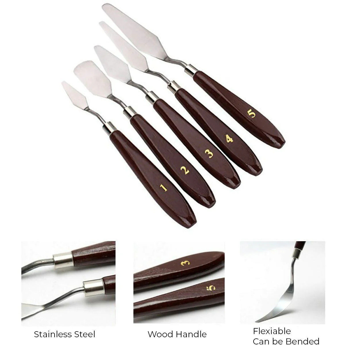 5 Piece Artist Palette Knife Set Painting Spatulas