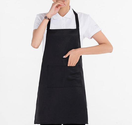 Unisex Catering Bib Apron with Pockets (Black)