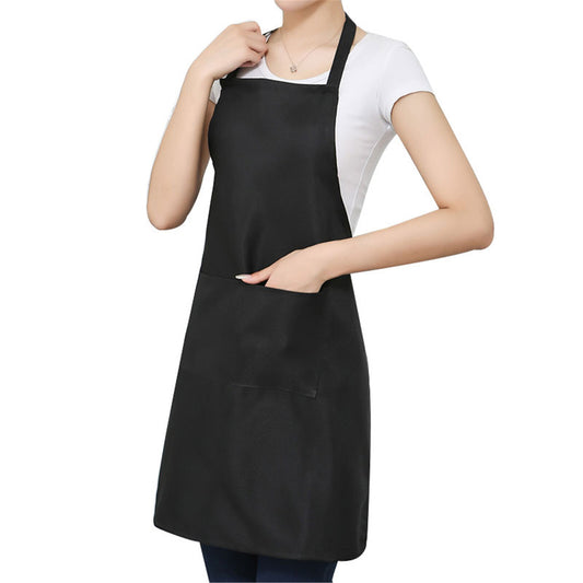 Unisex Catering Bib Apron with Pockets (Black)