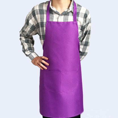 Unisex Catering Bib Apron with Pockets (Purple)