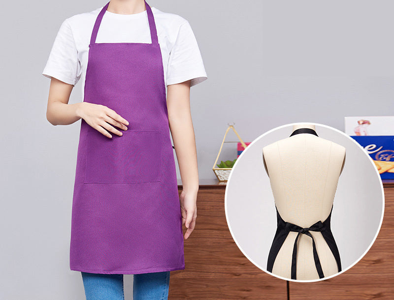 Unisex Catering Bib Apron with Pockets (Purple)