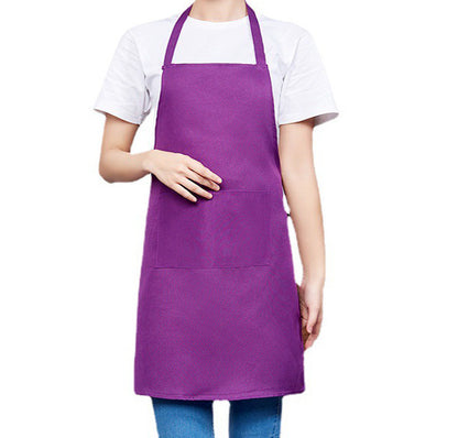 Unisex Catering Bib Apron with Pockets (Purple)