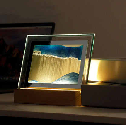 3D Moving Sand Art LED Table Lamp Sandscape Night Light Painting Decor