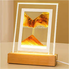 3D Moving Sand Art LED Table Lamp Sandscape Night Light Painting Decor