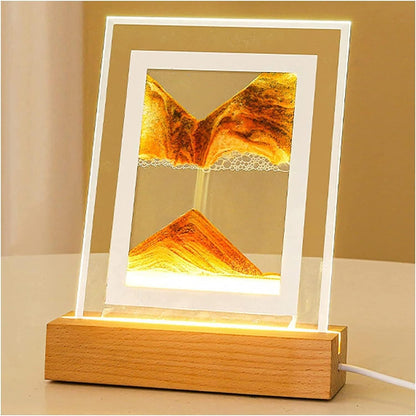 3D Moving Sand Art LED Table Lamp Sandscape Night Light Painting Decor