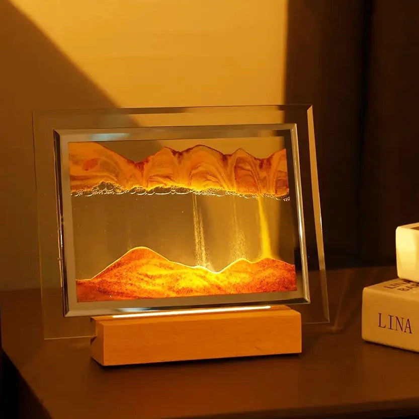 3D Moving Sand Art LED Table Lamp Sandscape Night Light Painting Decor