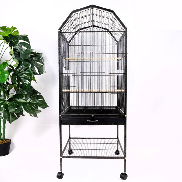 Large Metal Bird Flight Cage Aviary Pet Parrot Budgie House Perch Stand & Wheels