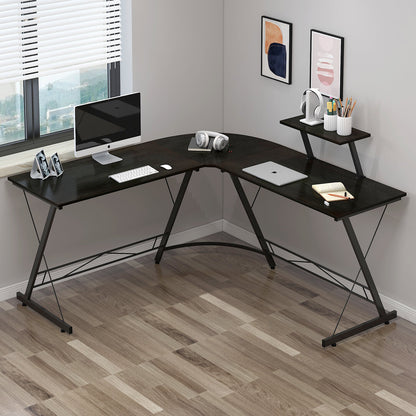 Premium Executive Corner Desk Professional Double Workstation (Black)