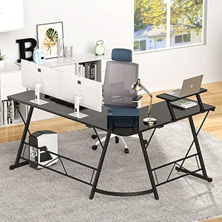 Premium Executive Corner Desk Professional Double Workstation (Black)