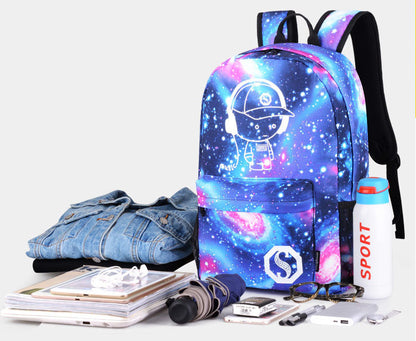 Galaxy Backpack Laptop Travel School Bag Glow in the Dark Shoulder Bag