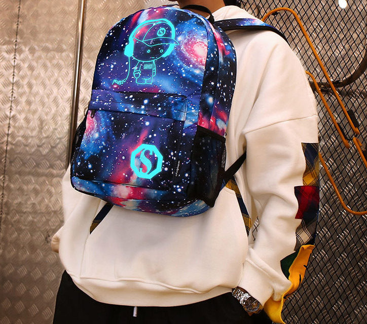 Galaxy Backpack Laptop Travel School Bag Glow in the Dark Shoulder Bag