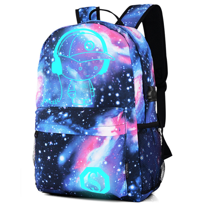 Galaxy Backpack Laptop Travel School Bag Glow in the Dark Shoulder Bag