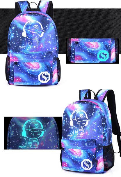 Galaxy Backpack Laptop Travel School Bag Glow in the Dark Shoulder Bag