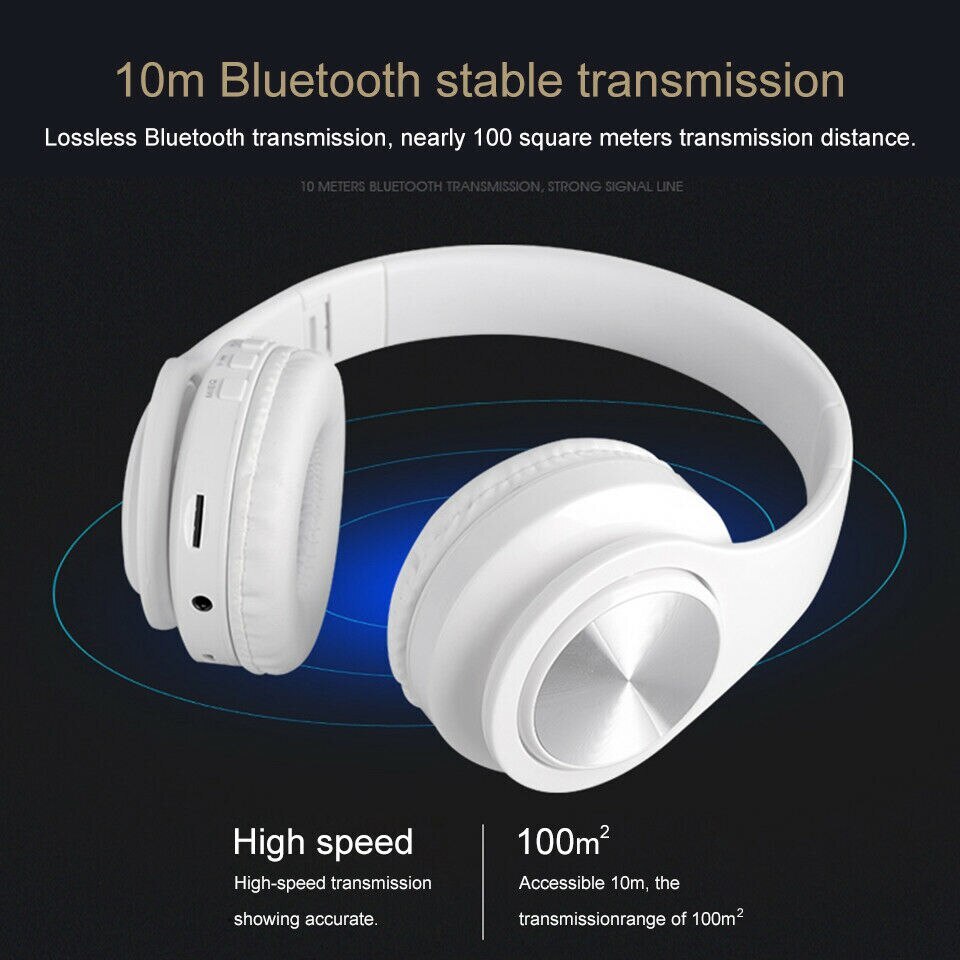 V5.3 Bluetooth Wireless Headphones 3D Stereo Noise Reduction Headset (White)