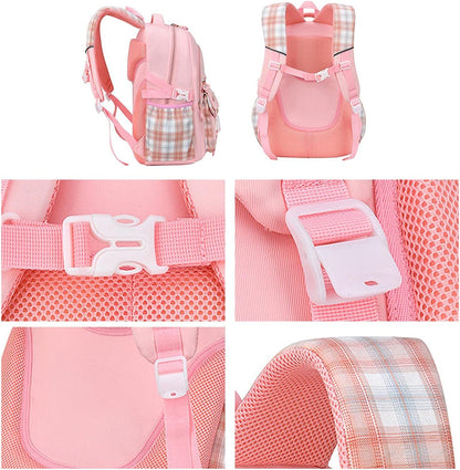 Large Deluxe Backpack Girl's Cute School Bag (Pink)