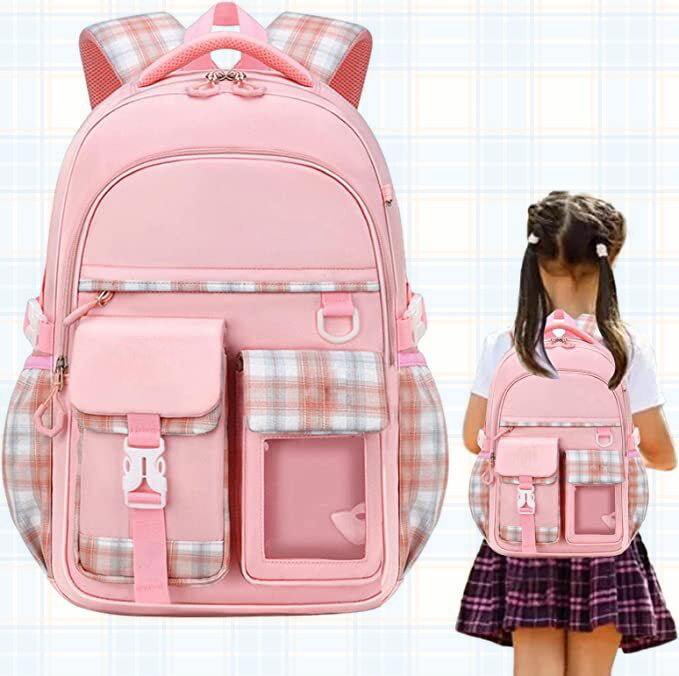 Large Deluxe Backpack Girl's Cute School Bag (Pink)