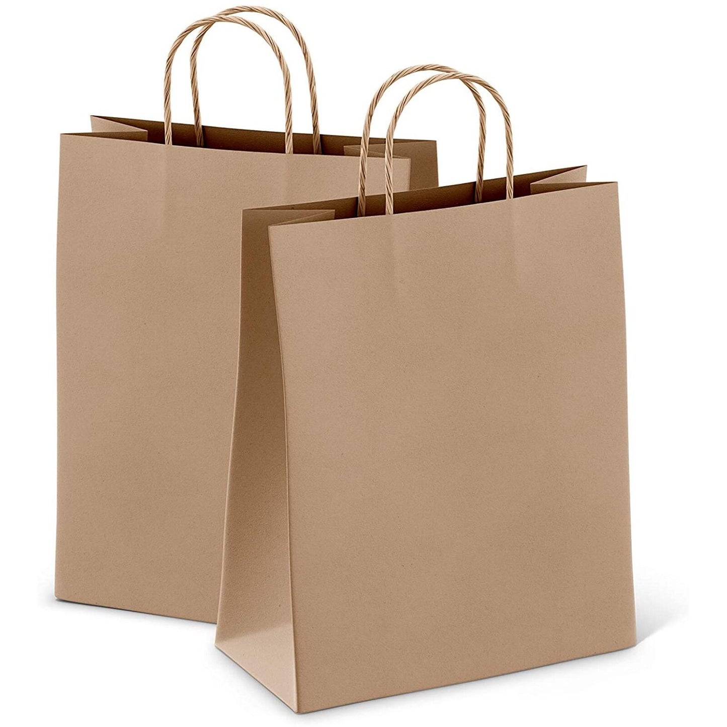 100 X Kraft Paper Bags Bulk Pack Gift Shopping Brown Retail Bag with Handles