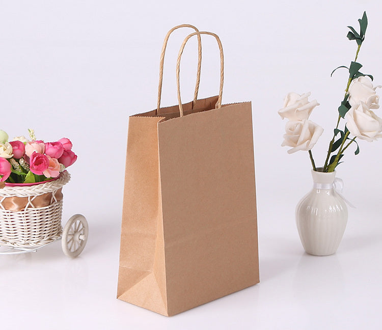 100 X Kraft Paper Bags Bulk Pack Gift Shopping Brown Retail Bag with Handles