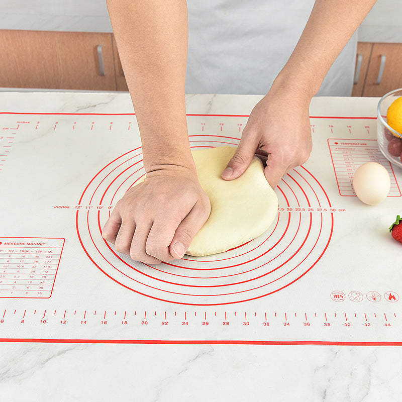 Large Silicone Baking Mat Non Stick Dough Pastry Making Pad with Measurements (Red)