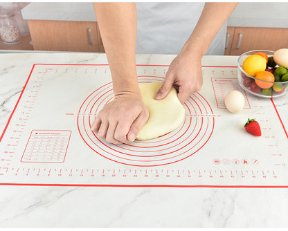 Large Silicone Baking Mat Non Stick Dough Pastry Making Pad with Measurements (Red)