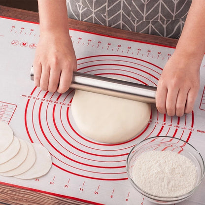 Large Silicone Baking Mat Non Stick Dough Pastry Making Pad with Measurements (Red)