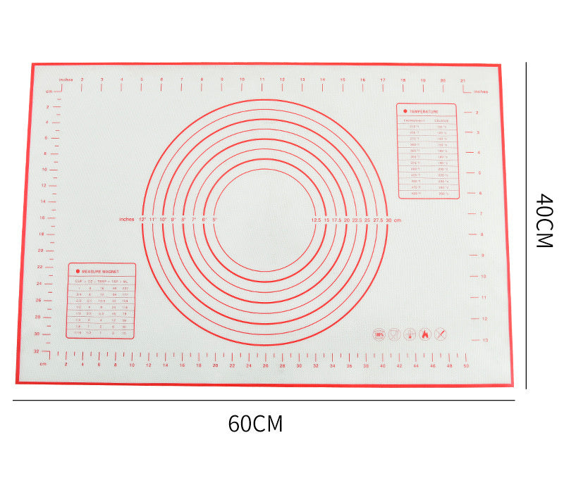 Large Silicone Baking Mat Non Stick Dough Pastry Making Pad with Measurements (Red)