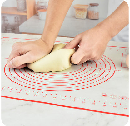 Large Silicone Baking Mat Non Stick Dough Pastry Making Pad with Measurements (Red)