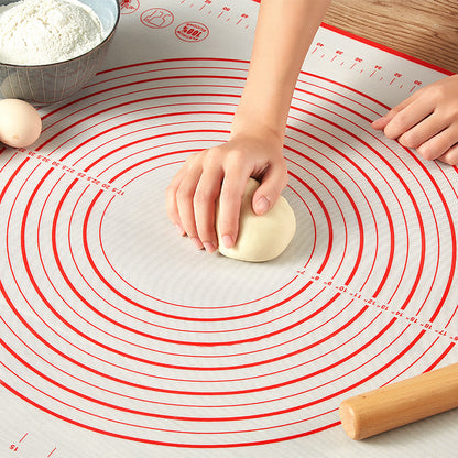 Large Silicone Baking Mat Non Stick Dough Pastry Making Pad with Measurements (Red)