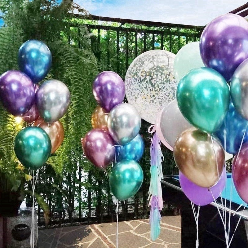 100 PCS Colourful Metallic Latex Balloons Party Celebrations Decorations