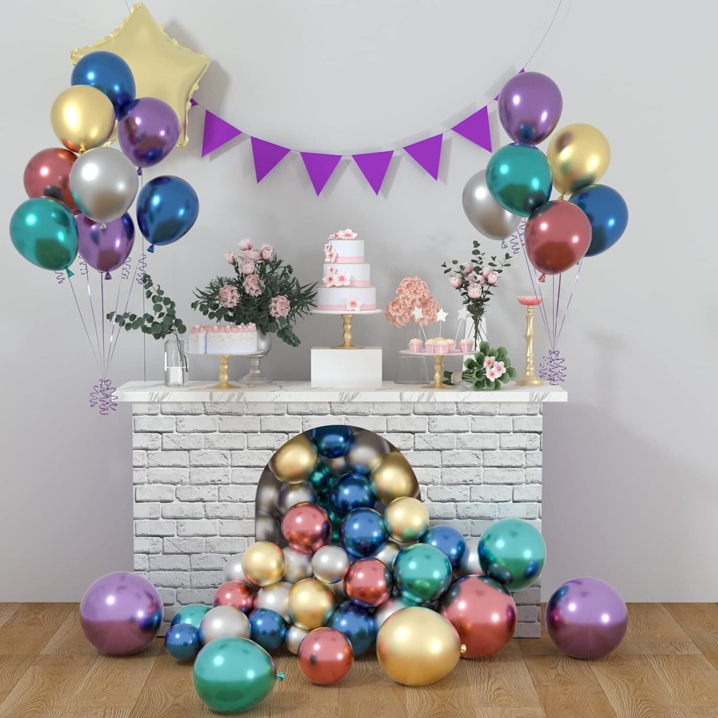 100 PCS Colourful Metallic Latex Balloons Party Celebrations Decorations