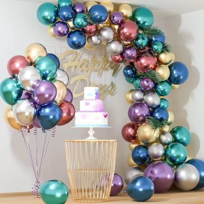 100 PCS Colourful Metallic Latex Balloons Party Celebrations Decorations