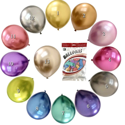 100 PCS Colourful Metallic Latex Balloons Party Celebrations Decorations