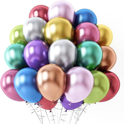 100 PCS Colourful Metallic Latex Balloons Party Celebrations Decorations