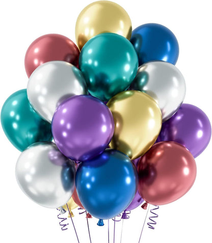 100 PCS Colourful Metallic Latex Balloons Party Celebrations Decorations