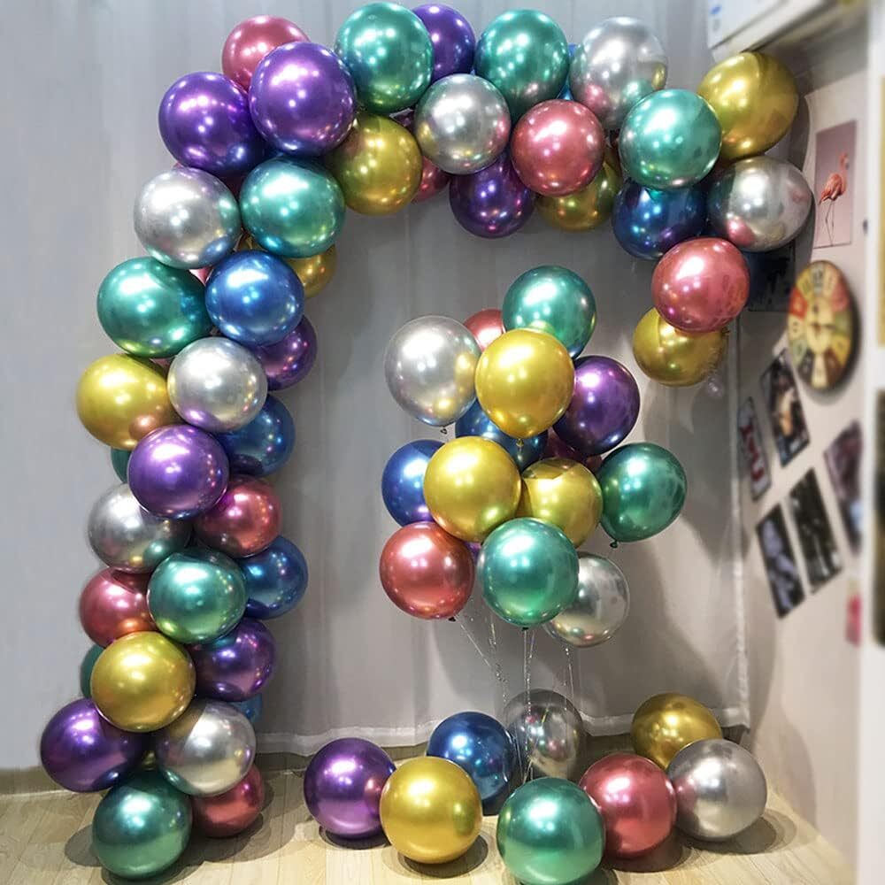 50 PCS Colourful Chrome Metallic Latex Balloons Party Decorations